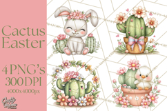 Easter Cactus Clipart, Easter Bunny, Faith, Easter PNG Product Image 1