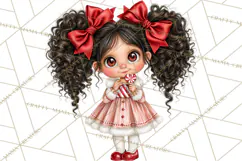 Candy Cane Christmas Girls Clipart PNG, Cute Holiday Kids Product Image 2
