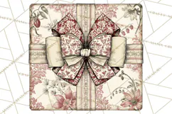 Vintage Christmas Presents Clipart, Christmas Gift Box PNG Product Image 2