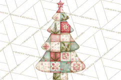 Quilted Christmas Trees PNG, Vintage Christmas Trees Product Image 3