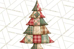 Quilted Christmas Trees PNG, Vintage Christmas Trees Product Image 4