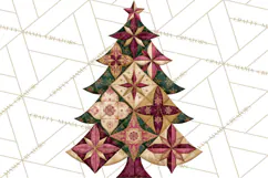 Whimsical Quilted Christmas Trees PNG, Bright Christmas Product Image 4