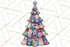 Whimsical Quilted Christmas Trees PNG, Bright Christmas Product Image 5