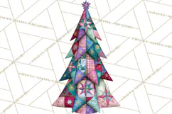 Whimsical Quilted Christmas Trees PNG, Bright Christmas Product Image 2