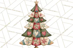 Quilted Christmas Trees PNG, Vintage Christmas Trees Product Image 2