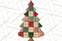 Quilted Christmas Trees PNG, Vintage Christmas Trees Product Image 3