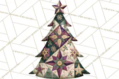 Whimsical Quilted Christmas Trees PNG, Bright Christmas Product Image 3