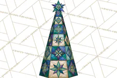 Whimsical Quilted Christmas Trees PNG, Bright Christmas Product Image 4