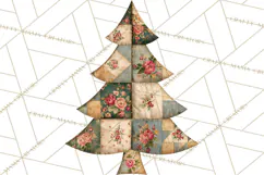 Quilted Christmas Trees PNG, Vintage Christmas Trees Product Image 4