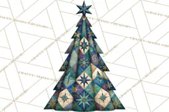 Whimsical Quilted Christmas Trees PNG, Bright Christmas Product Image 5