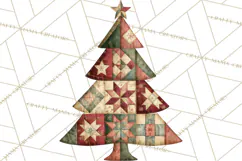 Quilted Christmas Trees PNG, Vintage Christmas Trees Product Image 5