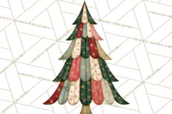 Quilted Christmas Trees PNG, Vintage Christmas Trees Product Image 2