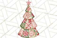 Quilted Christmas Trees PNG, Vintage Christmas Trees Product Image 3