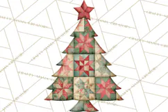 Quilted Christmas Trees PNG, Vintage Christmas Trees Product Image 5