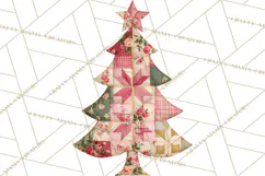 Quilted Christmas Trees PNG, Vintage Christmas Trees Product Image 3