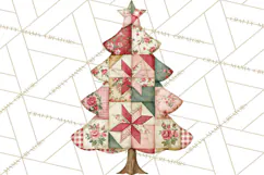 Quilted Christmas Trees PNG, Vintage Christmas Trees Product Image 4