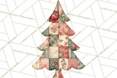 Quilted Christmas Trees PNG, Vintage Christmas Trees Product Image 5