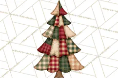 Quilted Christmas Trees PNG, Vintage Christmas Trees Product Image 2
