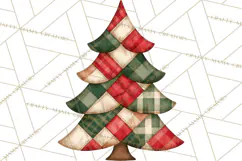 Quilted Christmas Trees PNG, Vintage Christmas Trees Product Image 3