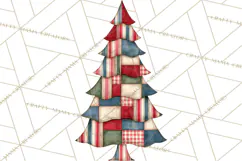 Quilted Christmas Trees PNG, Vintage Christmas Trees Product Image 4