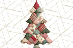 Quilted Christmas Trees PNG, Vintage Christmas Trees Product Image 5