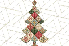 Quilted Christmas Trees PNG, Vintage Christmas Trees Product Image 2