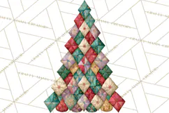 Whimsical Quilted Christmas Trees PNG, Bright Christmas Product Image 2