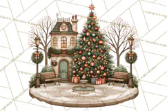 Christmas Critter Town Clipart PNG, Winter Holiday Town Product Image 3
