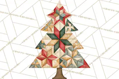Quilted Christmas Trees PNG, Vintage Christmas Trees Product Image 3