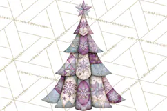 Whimsical Quilted Christmas Trees PNG, Bright Christmas Product Image 3