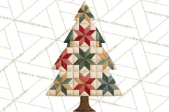 Quilted Christmas Trees PNG, Vintage Christmas Trees Product Image 4