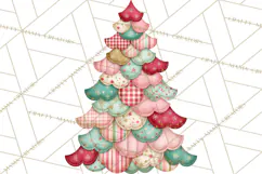 Whimsical Quilted Christmas Trees PNG, Bright Christmas Product Image 4