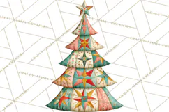 Whimsical Quilted Christmas Trees PNG, Bright Christmas Product Image 5