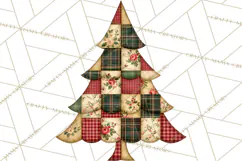 Quilted Christmas Trees PNG, Vintage Christmas Trees Product Image 5