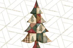 Quilted Christmas Trees PNG, Vintage Christmas Trees Product Image 3
