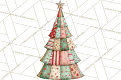 Whimsical Quilted Christmas Trees PNG, Bright Christmas Product Image 3