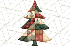 Quilted Christmas Trees PNG, Vintage Christmas Trees Product Image 4