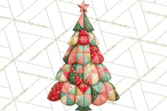 Whimsical Quilted Christmas Trees PNG, Bright Christmas Product Image 5