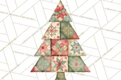 Quilted Christmas Trees PNG, Vintage Christmas Trees Product Image 5