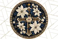Sacred Christmas Toile Medallions PNG, Christian Christmas Product Image 2