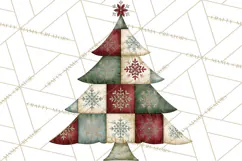 Quilted Christmas Trees PNG, Vintage Christmas Trees Product Image 2