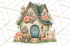 Enchanted Village Clipart PNG, Cozy Cottage Town Product Image 3