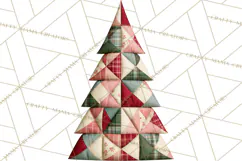 Quilted Christmas Trees PNG, Vintage Christmas Trees Product Image 3