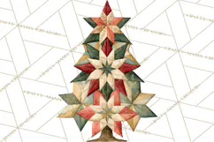 Quilted Christmas Trees PNG, Vintage Christmas Trees Product Image 4