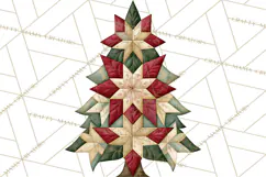 Quilted Christmas Trees PNG, Vintage Christmas Trees Product Image 5