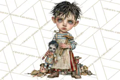 Spooky Kids PNG, Vintage Halloween Clipart Product Image 2