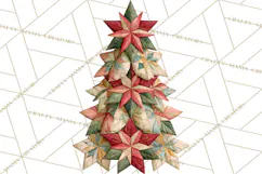 Quilted Christmas Trees PNG, Vintage Christmas Trees Product Image 2