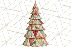 Quilted Christmas Trees PNG, Vintage Christmas Trees Product Image 3