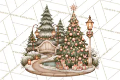 Christmas Critter Town Clipart PNG, Winter Holiday Town Product Image 5
