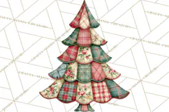 Quilted Christmas Trees PNG, Vintage Christmas Trees Product Image 2